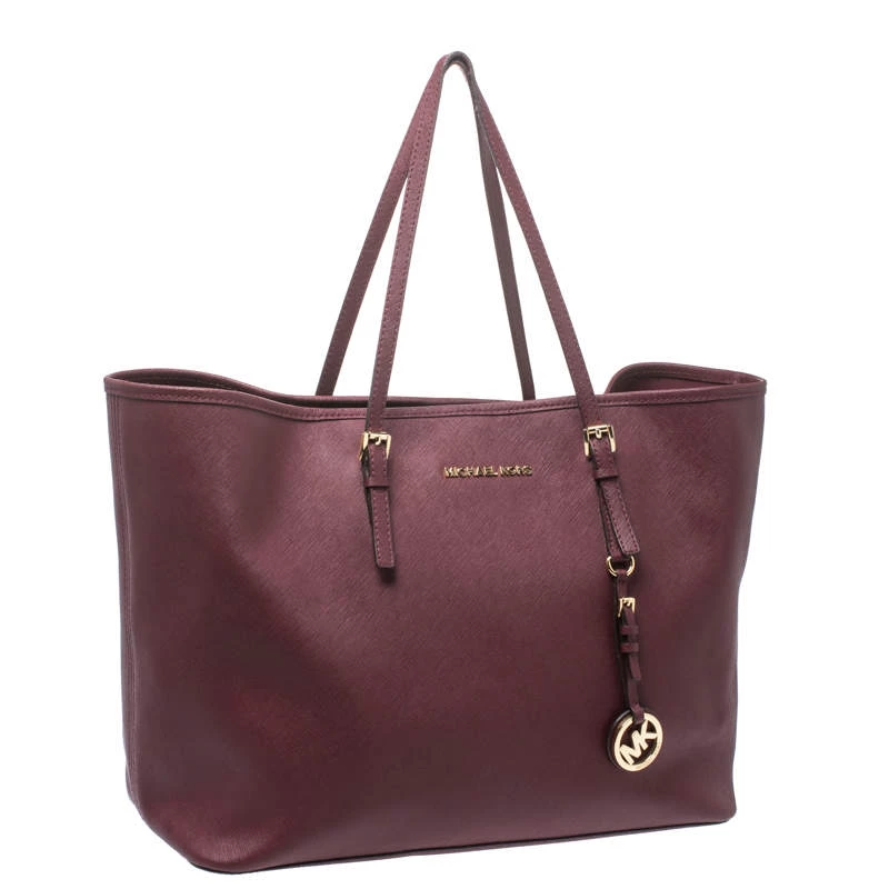 Michael Kors Burgundy Leather Jet Set Tote For Women - Image 3