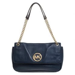 MICHAEL Michael Kors Blue Leather Flap Shoulder Bag For Women