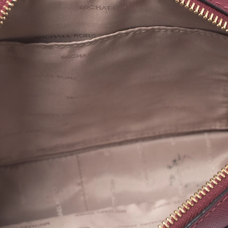 Michael Kors Micheal Kors Burgundy Leather Jet Set Crossbody Bag For Women - Image 7