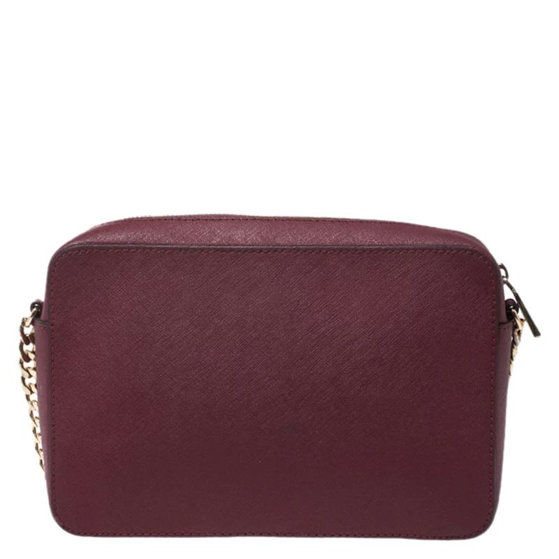 Michael Kors Micheal Kors Burgundy Leather Jet Set Crossbody Bag For Women - Image 4