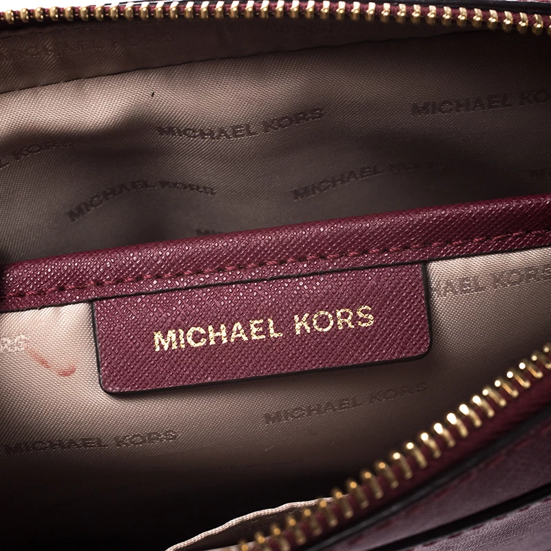 Michael Kors Micheal Kors Burgundy Leather Jet Set Crossbody Bag For Women - Image 8