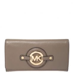 Michael Kors Dark Dune Leather Carryall Stockard Continental Wallet For Women