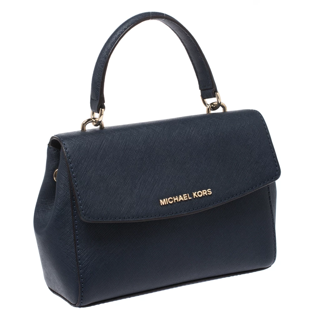 Michael Kors Blue Leather Extra Small Ava Crossbody Bag For Women - Image 3
