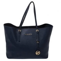 Michael Kors Blue Leather Jet Set Travel Tote For Women