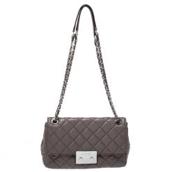 Michael Kors Dark Beige Leather Sloan Shoulder Flap Bag For Women