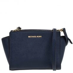MICHAEL Michael Kors Blue Leather Medium Selma Crossbody Bag For Women