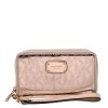 Michael Kors Metallic Rose Gold Logo Patent Leather Small Wristlet Wallet For Women