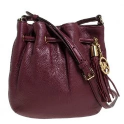 Michael Kors Burgundy Leather Tassel Crossbody Bag For Women