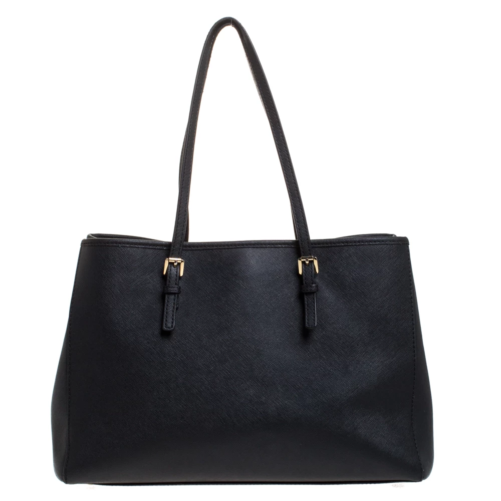 MICHAEL Michael Kors Black Leather Jet Set Travel Tote For Women - Image 4