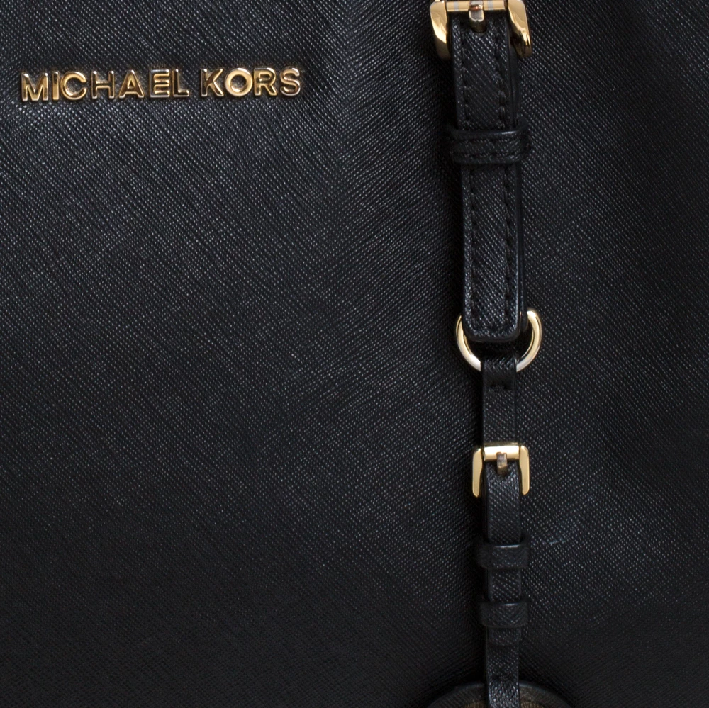 MICHAEL Michael Kors Black Leather Jet Set Travel Tote For Women - Image 5