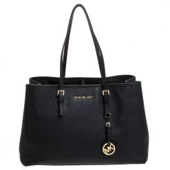 MICHAEL Michael Kors Black Leather Jet Set Travel Tote For Women