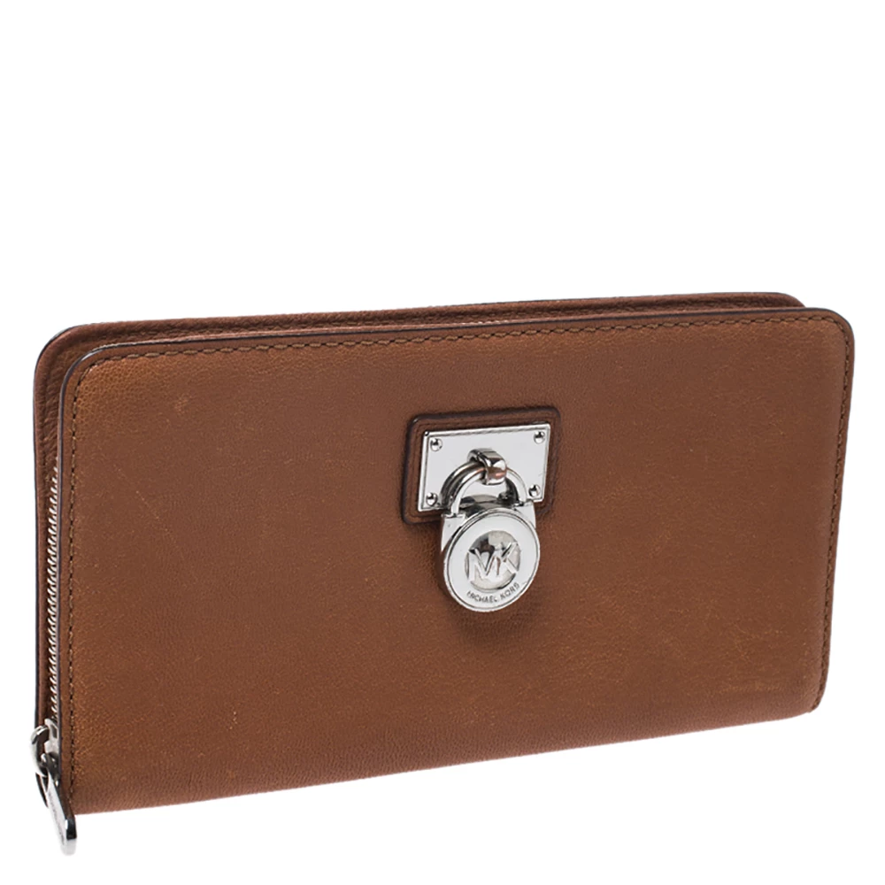 Michael Kors Brown Leather Hamilton Zip Around Wallet For Women - Image 3