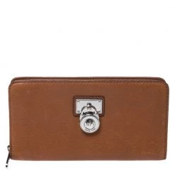 Michael Kors Brown Leather Hamilton Zip Around Wallet For Women