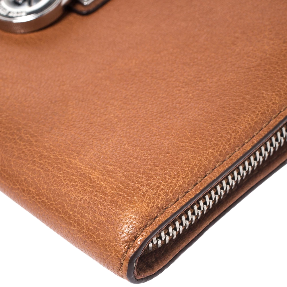 Michael Kors Brown Leather Hamilton Zip Around Wallet For Women - Image 10