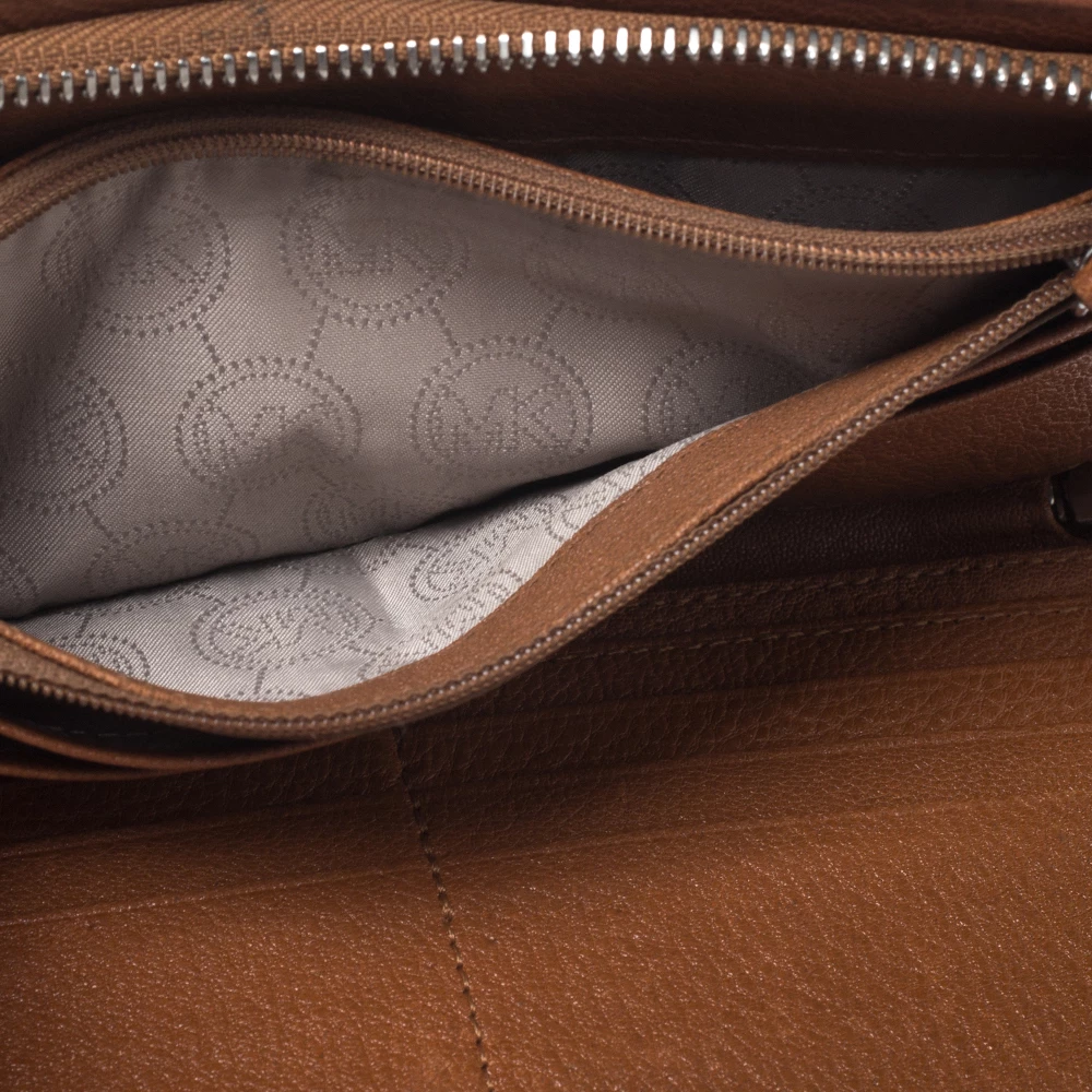 Michael Kors Brown Leather Hamilton Zip Around Wallet For Women - Image 7