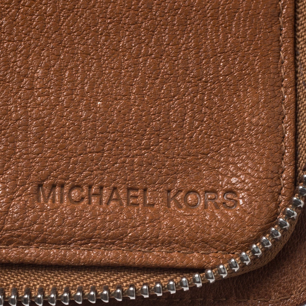 Michael Kors Brown Leather Hamilton Zip Around Wallet For Women - Image 8
