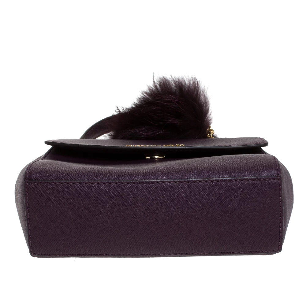 Michael Kors Purple Leather Extra Small Ava Crossbody Bag W/ Charm For Women - Image 6