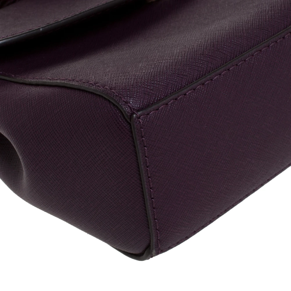 Michael Kors Purple Leather Extra Small Ava Crossbody Bag W/ Charm For Women - Image 10