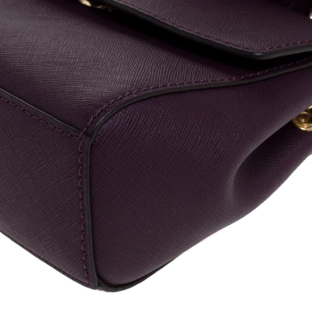 Michael Kors Purple Leather Extra Small Ava Crossbody Bag W/ Charm For Women - Image 11