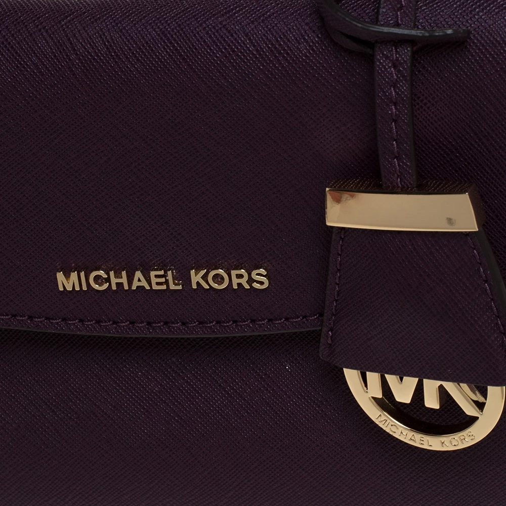 Michael Kors Purple Leather Extra Small Ava Crossbody Bag W/ Charm For Women - Image 5