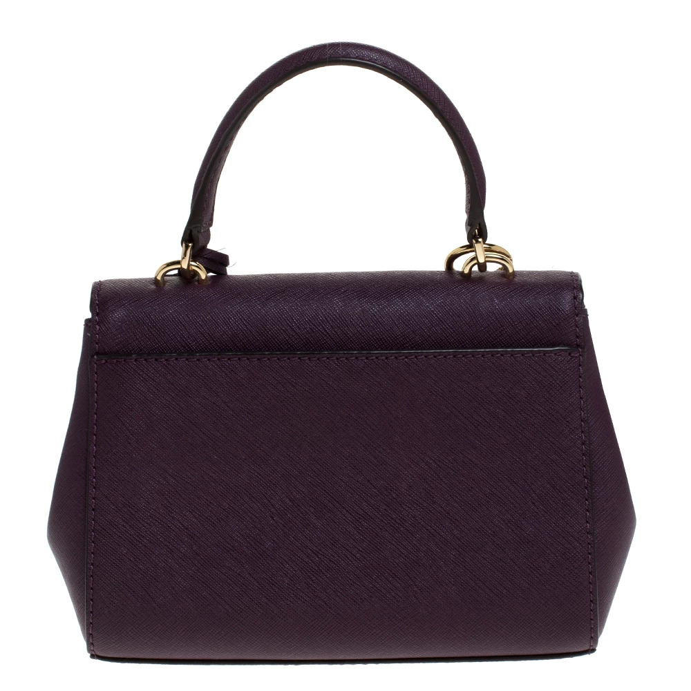 Michael Kors Purple Leather Extra Small Ava Crossbody Bag W/ Charm For Women - Image 4