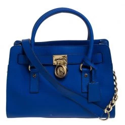 MICHAEL Michael Kors Blue Leather Medium Hamilton Tote For Women