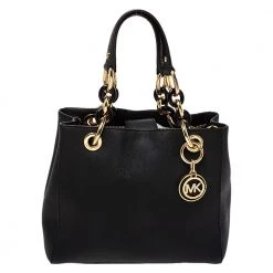 MICHAEL Michael Kors Black Leather Small Cynthia Tote For Women