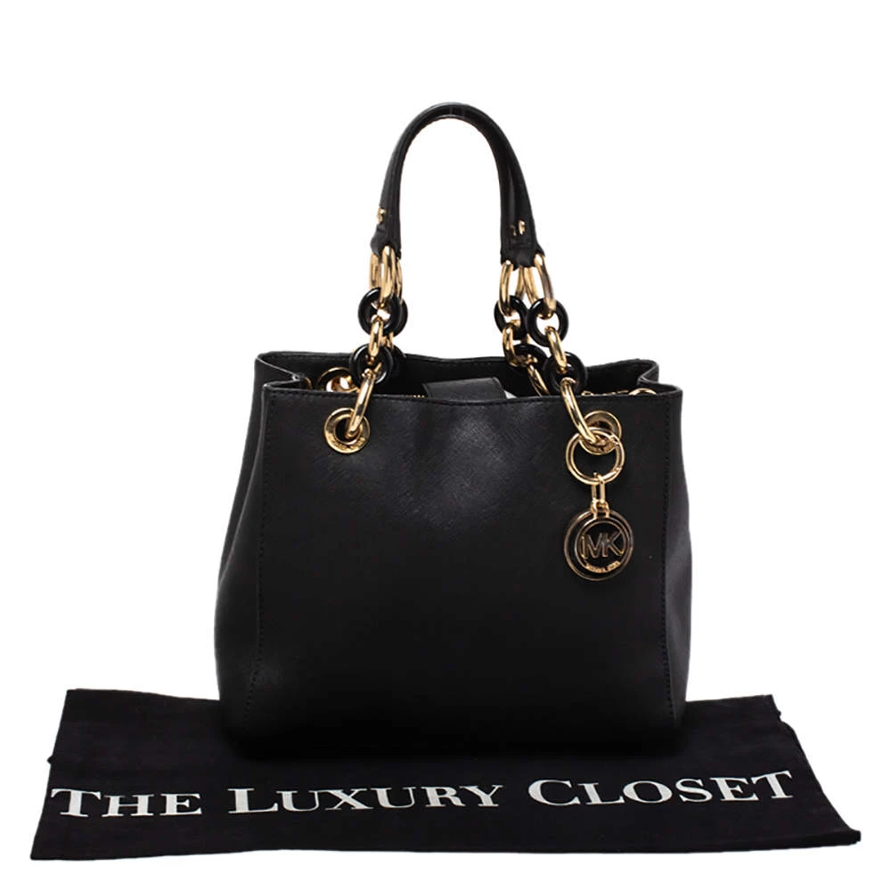 MICHAEL Michael Kors Black Leather Small Cynthia Tote For Women - Image 9