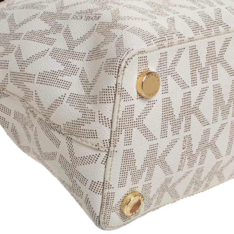 MICHAEL Michael Kors Beige Signature Coated Canvas Cindy Dome Satchel For Women - Image 11