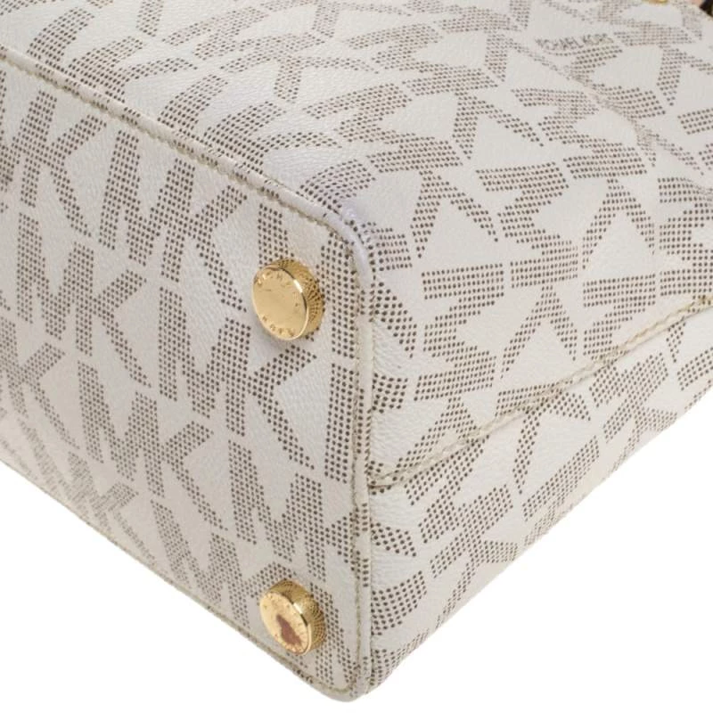 MICHAEL Michael Kors Beige Signature Coated Canvas Cindy Dome Satchel For Women - Image 12