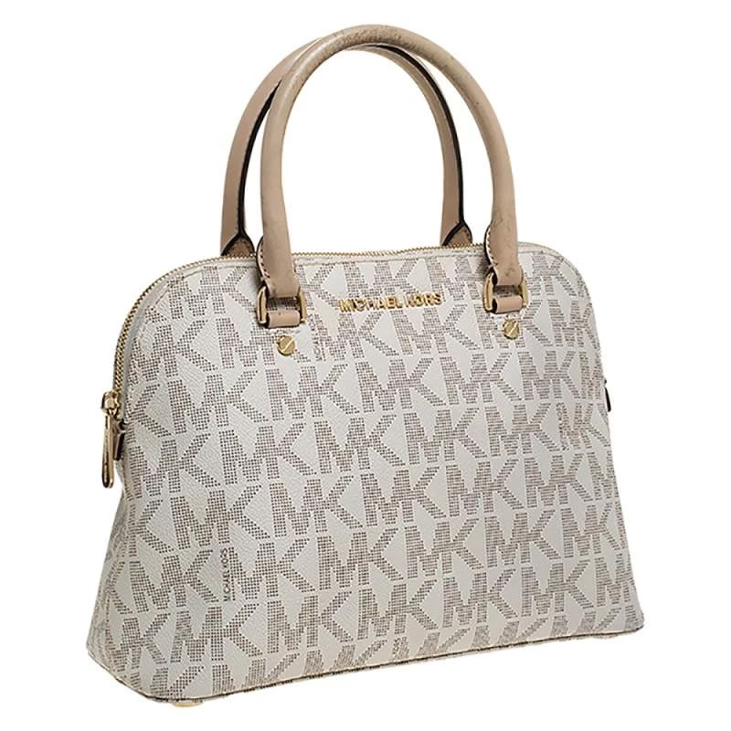 MICHAEL Michael Kors Beige Signature Coated Canvas Cindy Dome Satchel For Women - Image 3