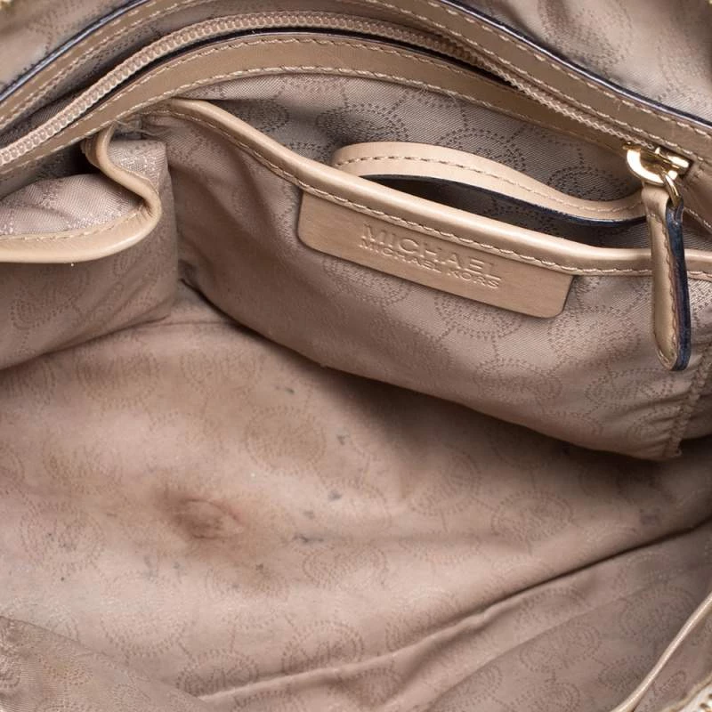 MICHAEL Michael Kors Beige Signature Coated Canvas Cindy Dome Satchel For Women - Image 7