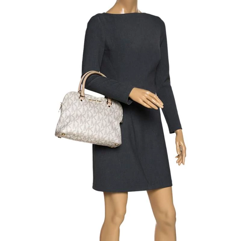 MICHAEL Michael Kors Beige Signature Coated Canvas Cindy Dome Satchel For Women - Image 2