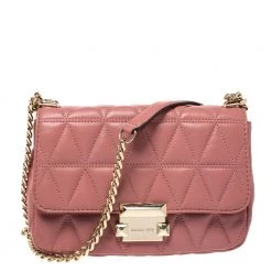 Michael Kors Pink Quilted Leather Small Sloan Shoulder Bag For Women