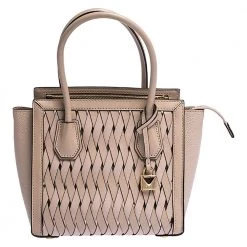 Michael Kors Pink Woven Leather Mercer Studio Tote For Women