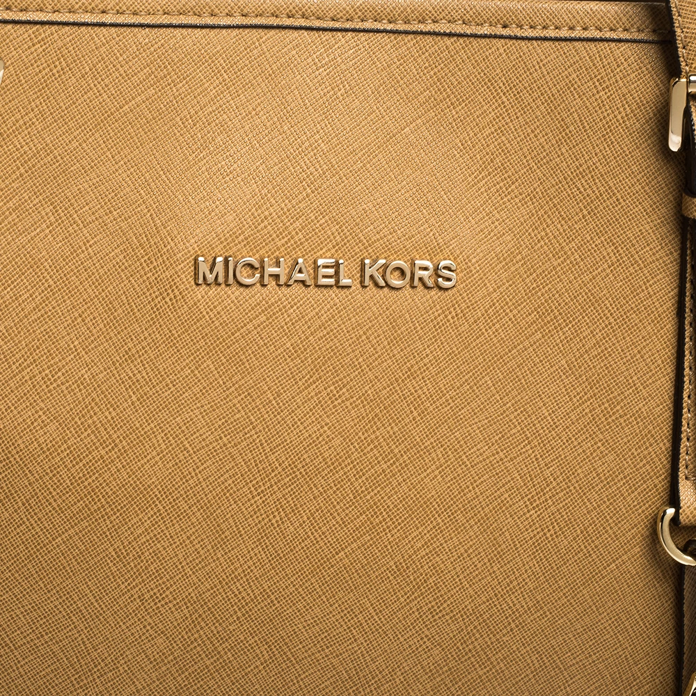 Michael Kors Tan Leather Jet Set Travel Tote For Women - Image 5
