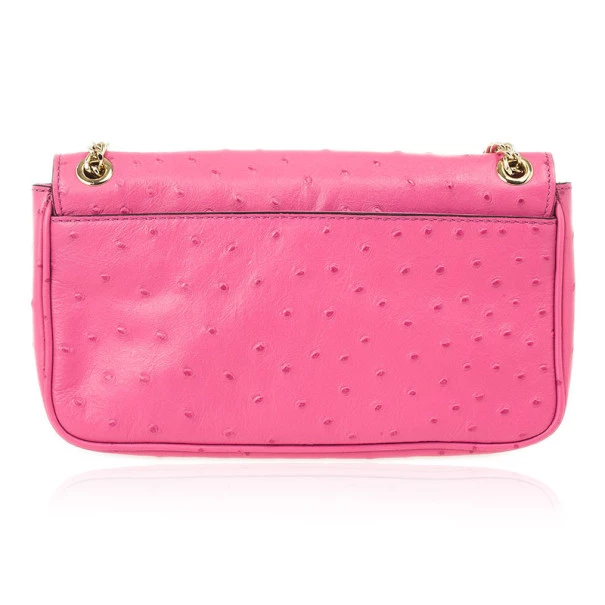 Michael Kors Pink Ostrich Embossed Shoulder Flap Bag For Women - Image 4