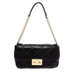 Michael Kors Black Leather Small Sloan Shoulder Bag For Women