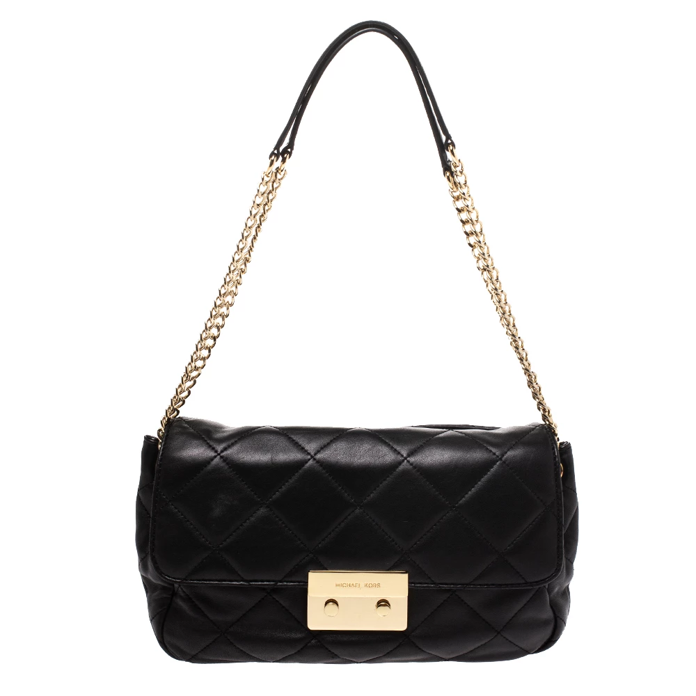 Michael Kors Black Leather Small Sloan Shoulder Bag For Women