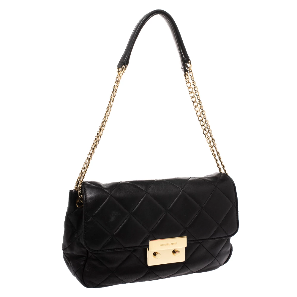 Michael Kors Black Leather Small Sloan Shoulder Bag For Women - Image 3