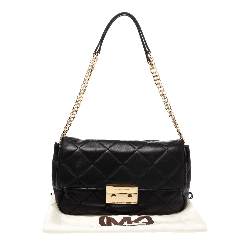 Michael Kors Black Leather Small Sloan Shoulder Bag For Women - Image 9