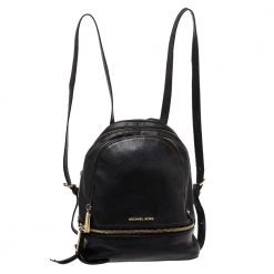 Michael Kors Black Leather Small Rhea Backpack For Women