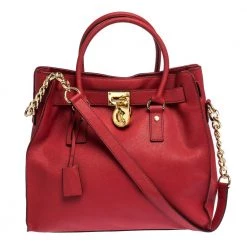 MICHAEL Michael Kors Red Leather Large Hamilton North South Tote For Women