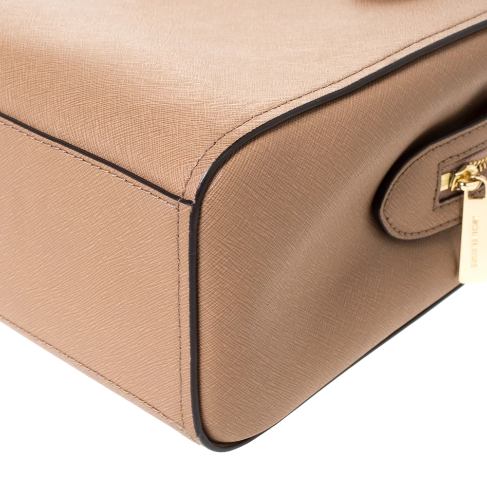 Michael Kors Brown Leather Top Zipped Tote For Women - Image 12