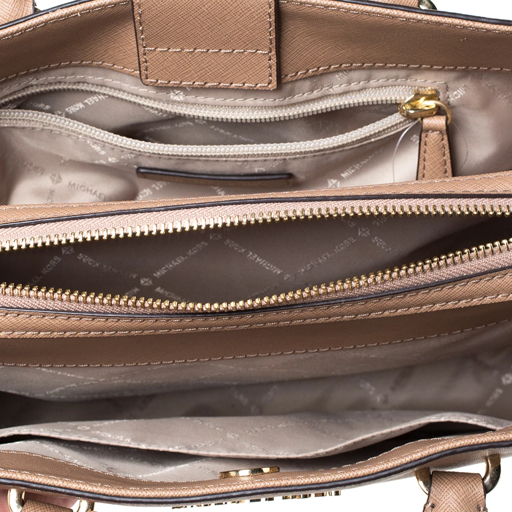 Michael Kors Brown Leather Top Zipped Tote For Women - Image 8