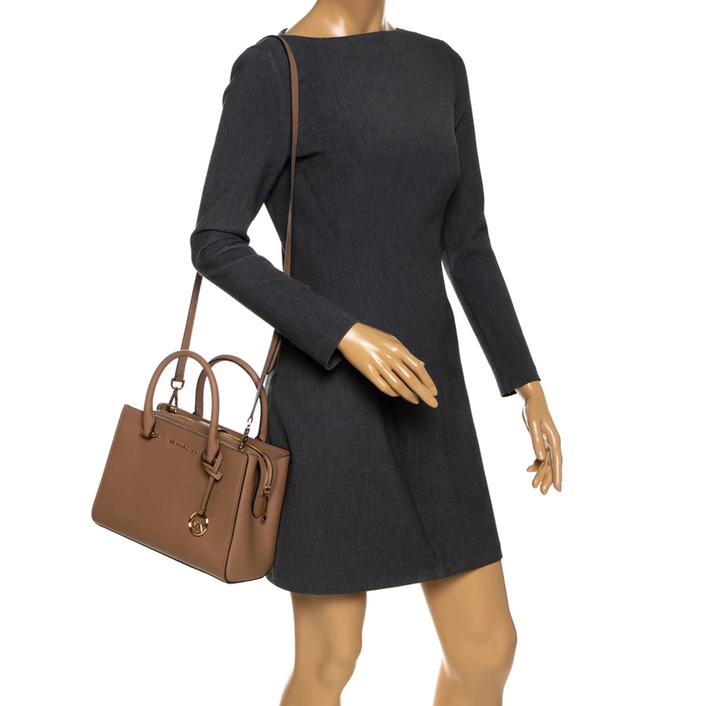 Michael Kors Brown Leather Top Zipped Tote For Women - Image 2