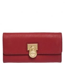 Michael Kors Red Leather Hamilton Wallet For Women