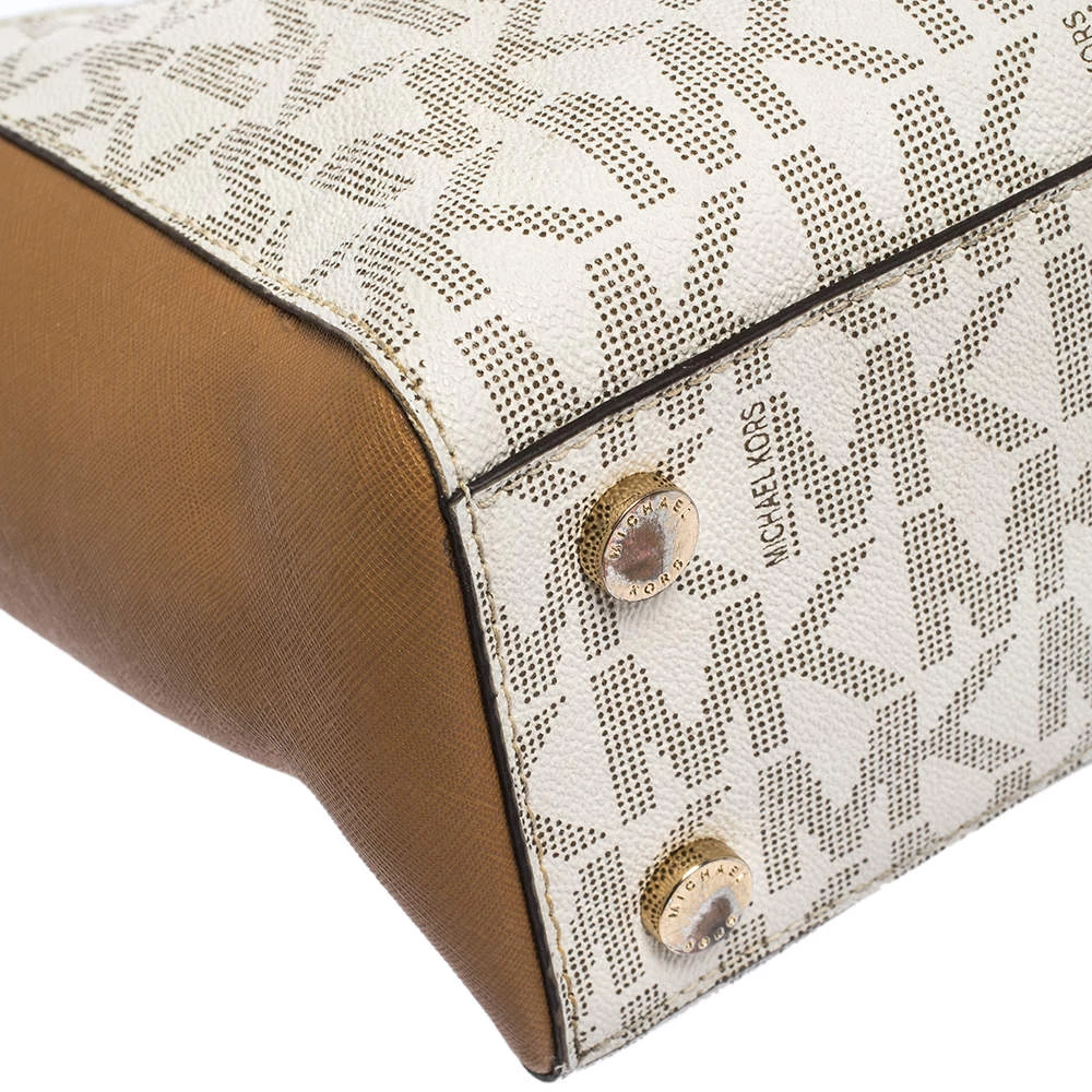 MICHAEL Michael Kors Beige/Tan Monogram Coated Canvas And Leather Tote For Women - Image 10