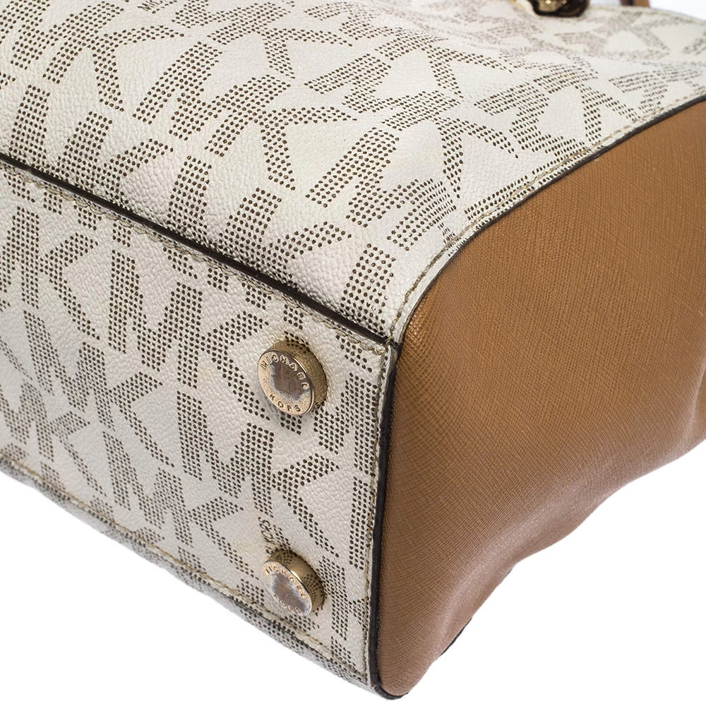 MICHAEL Michael Kors Beige/Tan Monogram Coated Canvas And Leather Tote For Women - Image 11