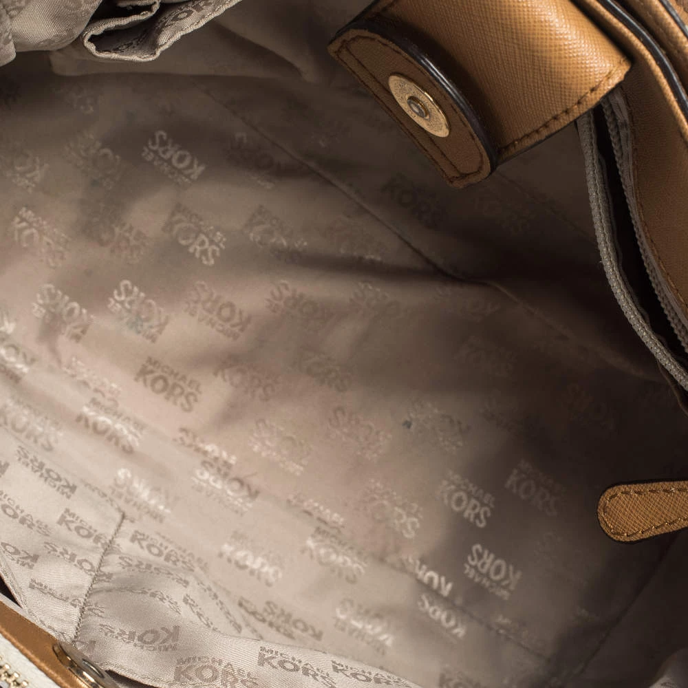 MICHAEL Michael Kors Beige/Tan Monogram Coated Canvas And Leather Tote For Women - Image 7